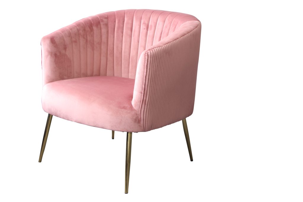 Perla Chair Velvet Fluted Back Gold Legs